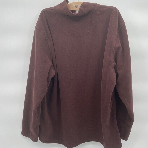LL Bean Fleece 1/4 Button Pullover Sz XL Regular Dark Maroon‎ Hangs Straight - Picture 4 of 4